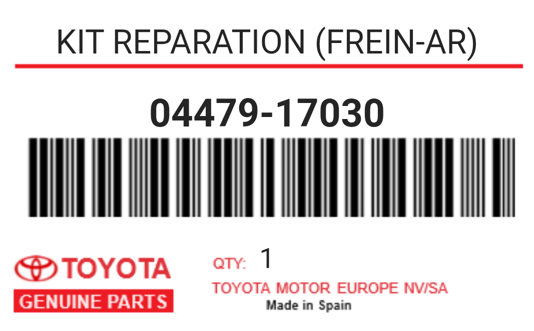 TOYOTA - 04479-17030 KIT REPARATION (frein-ar)