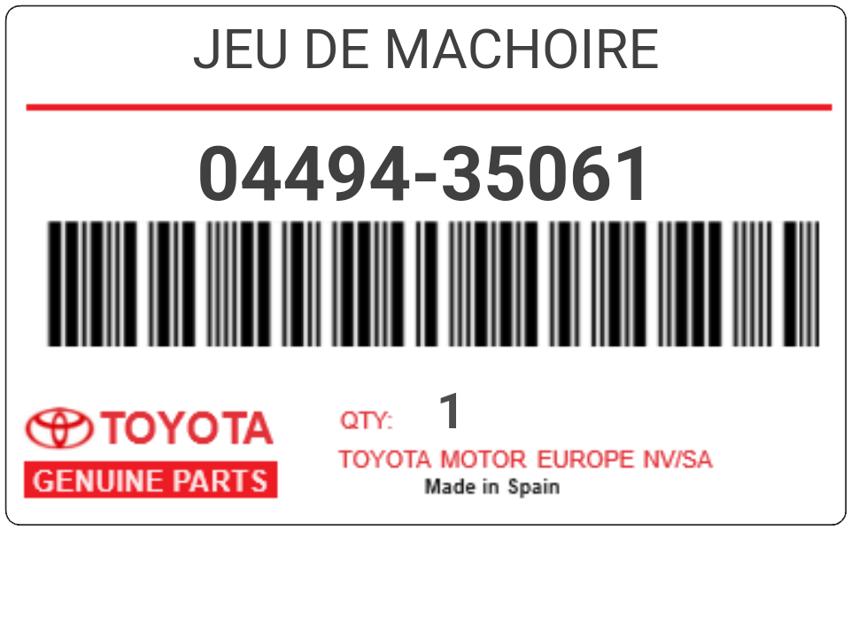 TOYOTA - 04494-35061 JEU DE MACHOIRE