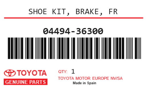 TOYOTA - 04494-36300 JEU MACHOIRES F