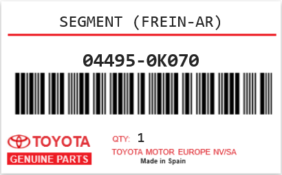 TOYOTA - 04495-0K070 SEGMENT (frein-ar)