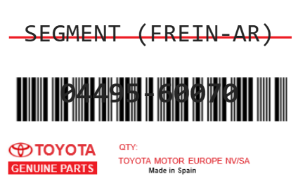 TOYOTA - 04495-60070 SEGMENT (frein-ar)