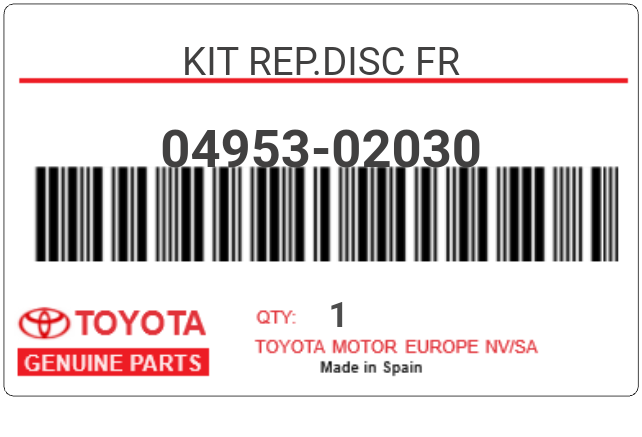 TOYOTA - 04953-02030 KIT REP.DISC FR