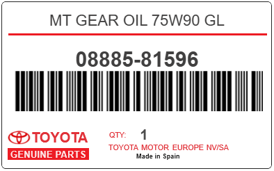 TOYOTA - 08885-81596 MT GEAR OIL 75W90 GL