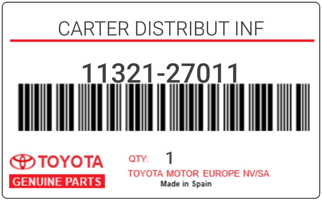 TOYOTA - 11321-27011 CARTER DISTRIBUT INF
