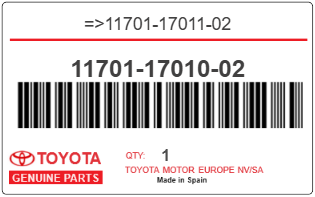 TOYOTA - 11701-17010-02 REFERENCE REMPLACEE PAR :