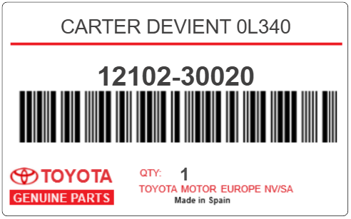 TOYOTA - 12102-30020 CARTER  DEVIENT 0L340