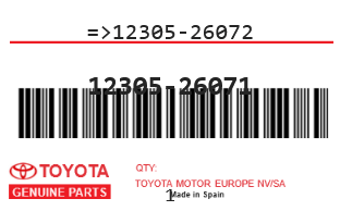 TOYOTA - 12305-26071 REFERENCE REMPLACEE PAR : 