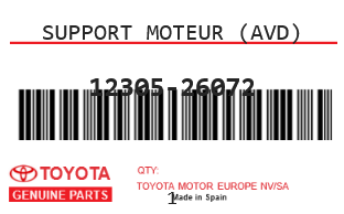 TOYOTA - 12305-26072 SUPPORT MOTEUR (avd)