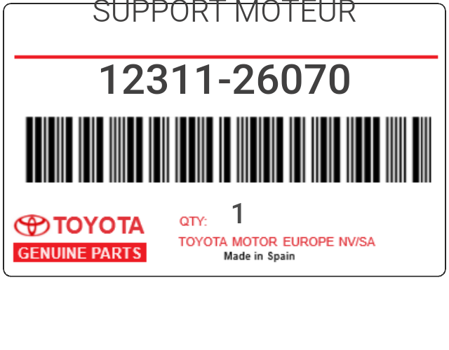 TOYOTA - 12311-26070 SUPPORT MOTEUR