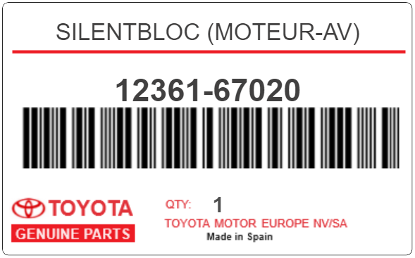 TOYOTA - 12361-67020 SILENTBLOC (moteur-av)