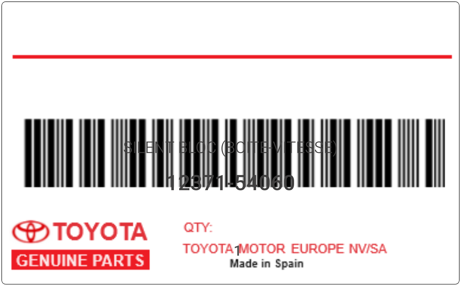 TOYOTA - 12371-54060 SILENT BLOC (boite-vitesse)
