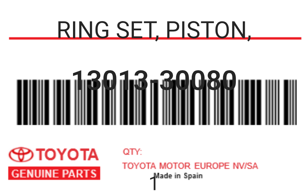 TOYOTA - 13013-30080 RING SET, PISTON,