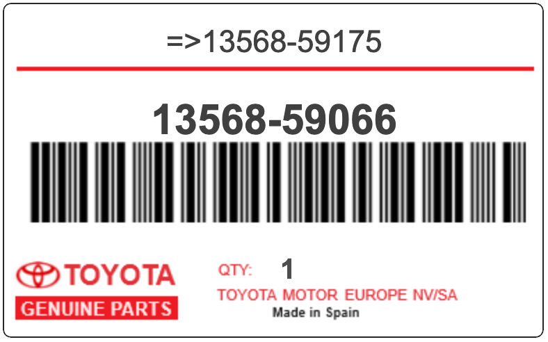 TOYOTA - 13568-59066 REFERENCE REMPLACEE PAR :