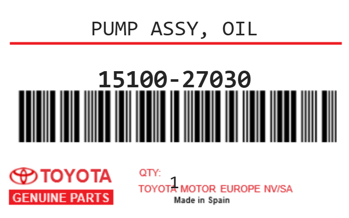 TOYOTA - 15100-27030 POMPE A HUILE
