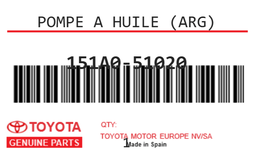 TOYOTA - 151A0-51020 POMPE A HUILE (arg)