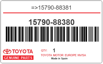 TOYOTA - 15790-88380 REFERENCE REMPLACEE PAR :