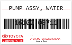 TOYOTA - 16100-09711 PUMP ASSY, WATER