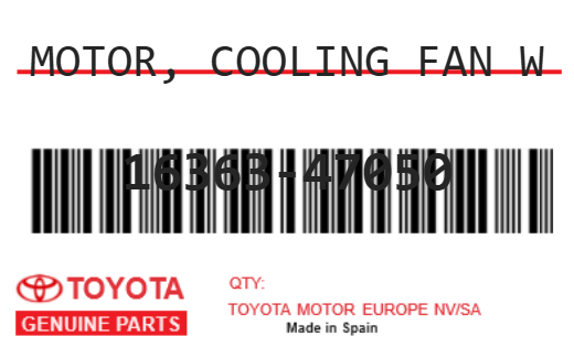 TOYOTA - 16363-47050 MOTOR, COOLING FAN W