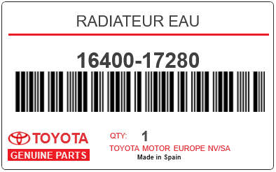 TOYOTA - 16400-17280 RADIATEUR EAU