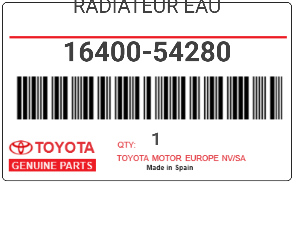 TOYOTA - 16400-54280 RADIATEUR EAU