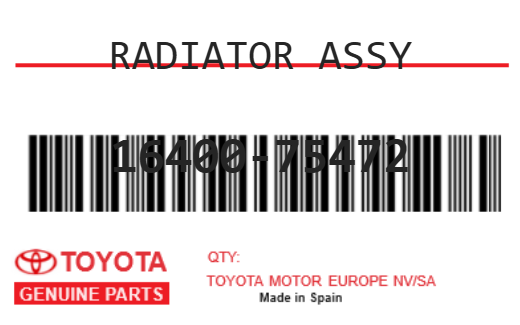 TOYOTA - 16400-75472 RADIATOR ASSY