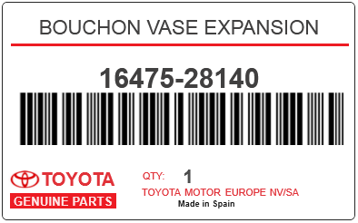 TOYOTA - 16475-28140 BOUCHON VASE EXPANSION