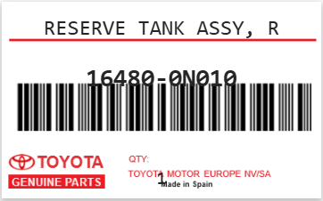 TOYOTA - 16480-0N010 VASE D'EXPENSIO