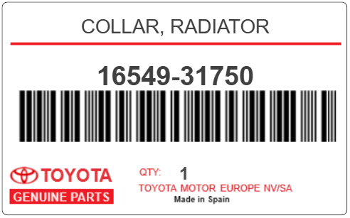 TOYOTA - 16549-31750 COLLAR, RADIATOR