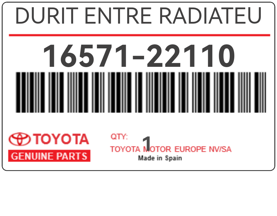 TOYOTA - 16571-22110 DURIT ENTRE RADIATEU