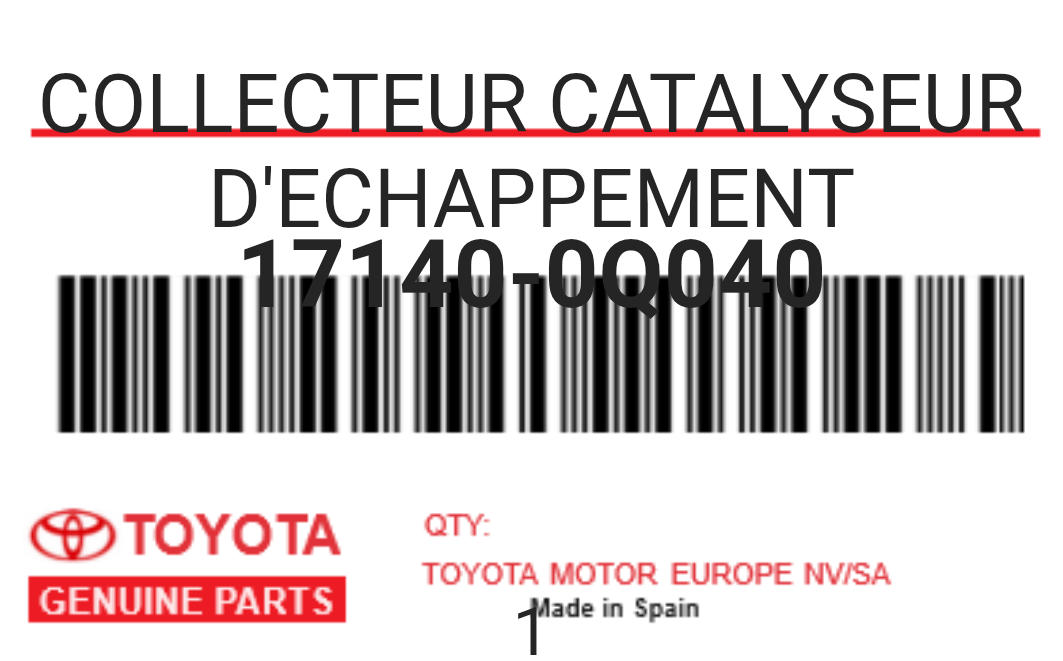 TOYOTA - 17140-0Q040 COLLECTEUR CATALYSEUR D'ECHAPPEMENT