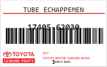 TOYOTA - 17405-62030 TUBE ECHAPPEMEN