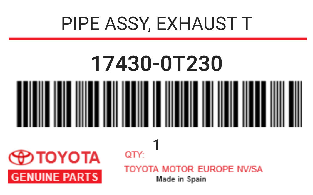 TOYOTA - 17430-0T230 PIPE ASSY, EXHAUST T