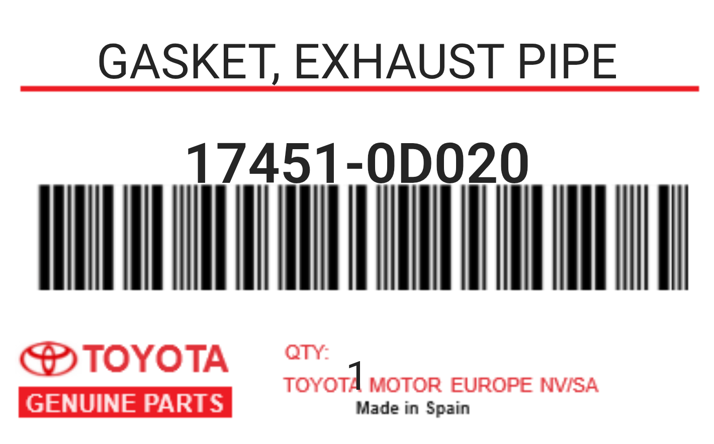 TOYOTA - 17451-0D020 GASKET, EXHAUST PIPE