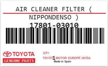 TOYOTA - 17801-03010 ELEMENT FILTRE A AIR