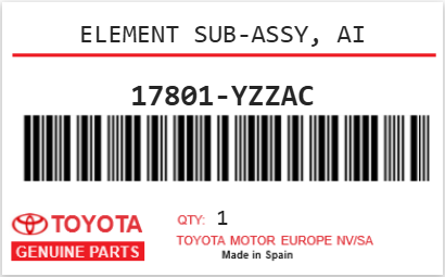 TOYOTA - 17801-YZZAC ELEMENT SUB-ASSY, AI