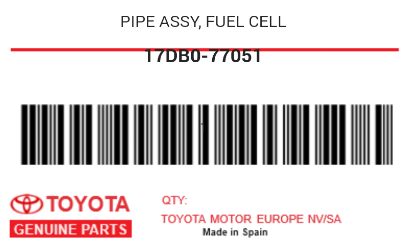 TOYOTA - 17DB0-77051 PIPE ASSY, FUEL CELL