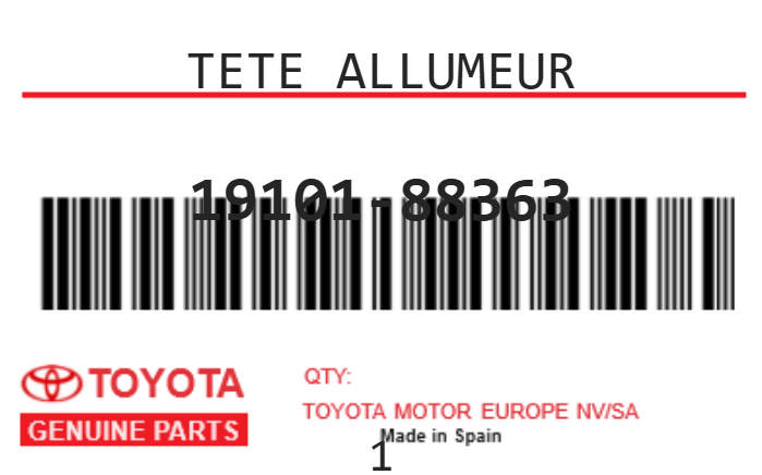 TOYOTA - 19101-88363 TETE ALLUMEUR