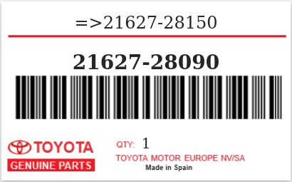 TOYOTA - 21627-28090 REFERENCE REMPLACEE PAR :