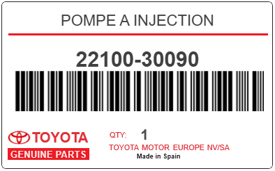 TOYOTA - 22100-30090 POMPE A INJECTION