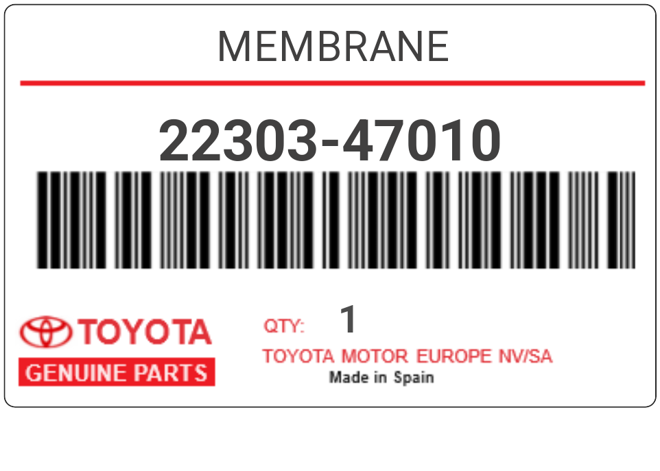 TOYOTA - 22303-47010 MEMBRANE
