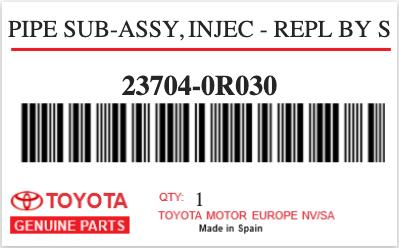 TOYOTA - 23704-0R030 PIPE SUB-ASSY, INJEC - REPL BY S