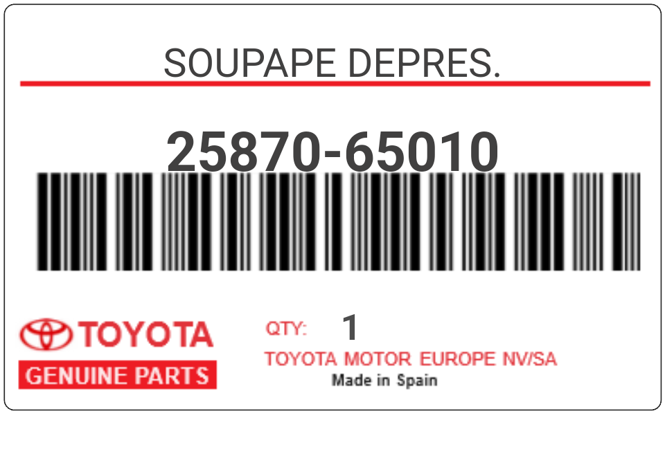 TOYOTA - 25870-65010 SOUPAPE DEPRES.