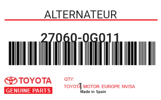 TOYOTA - 27060-0G011 ALTERNATEUR