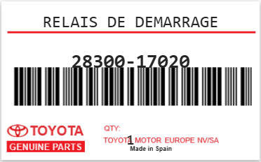 TOYOTA - 28300-17020 RELAIS DE DEMARRAGE