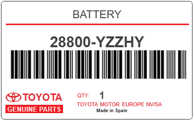 TOYOTA - 28800-YZZHY BATTERY