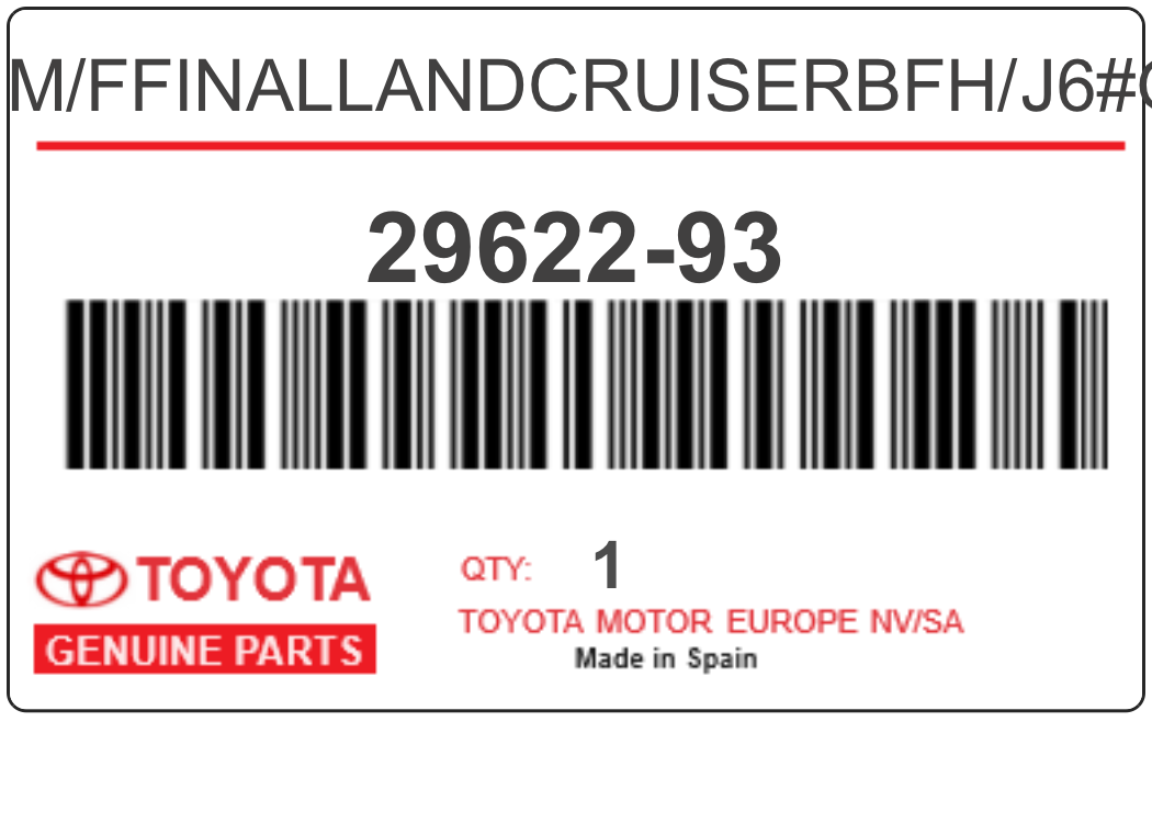TOYOTA - 29622-93 M/FFINALLANDCRUISERBFH/J6#GEN