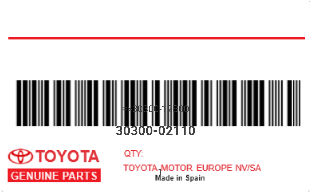 TOYOTA - 30300-02110 REFERENCE REMPLACEE PAR :