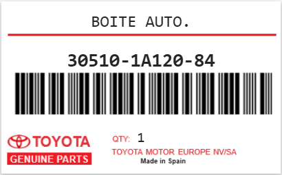 TOYOTA - 30510-1A120-84 BOITE AUTO.