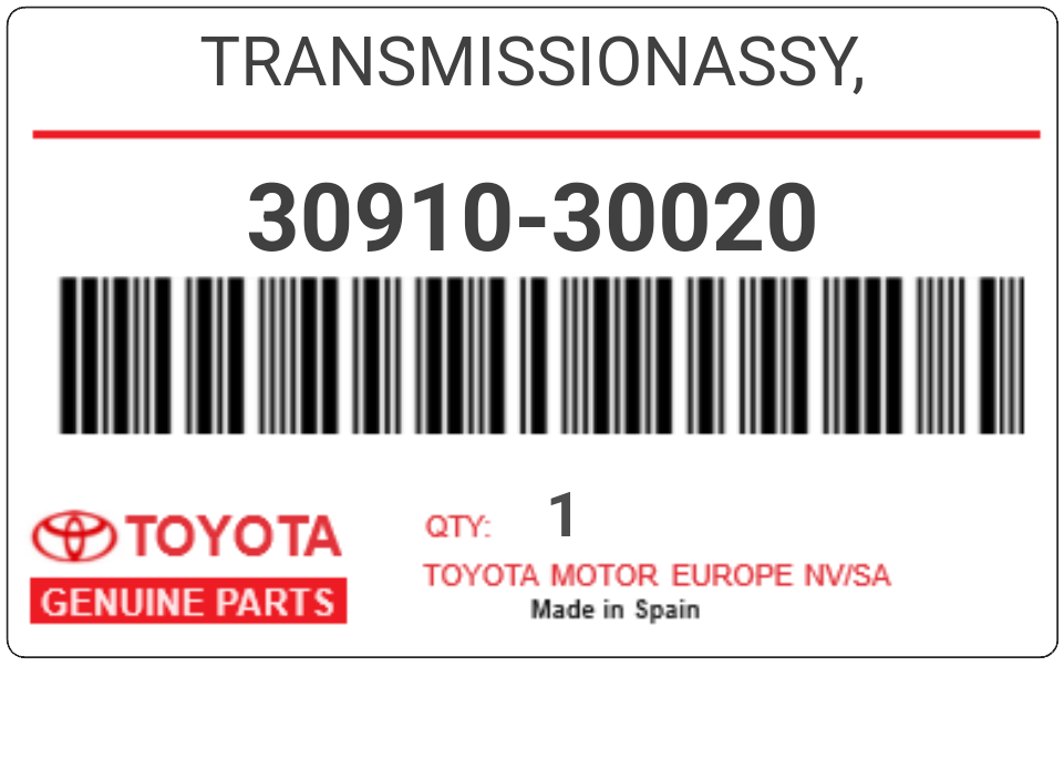 TOYOTA - 30910-30020 TRANSMISSIONASSY,
