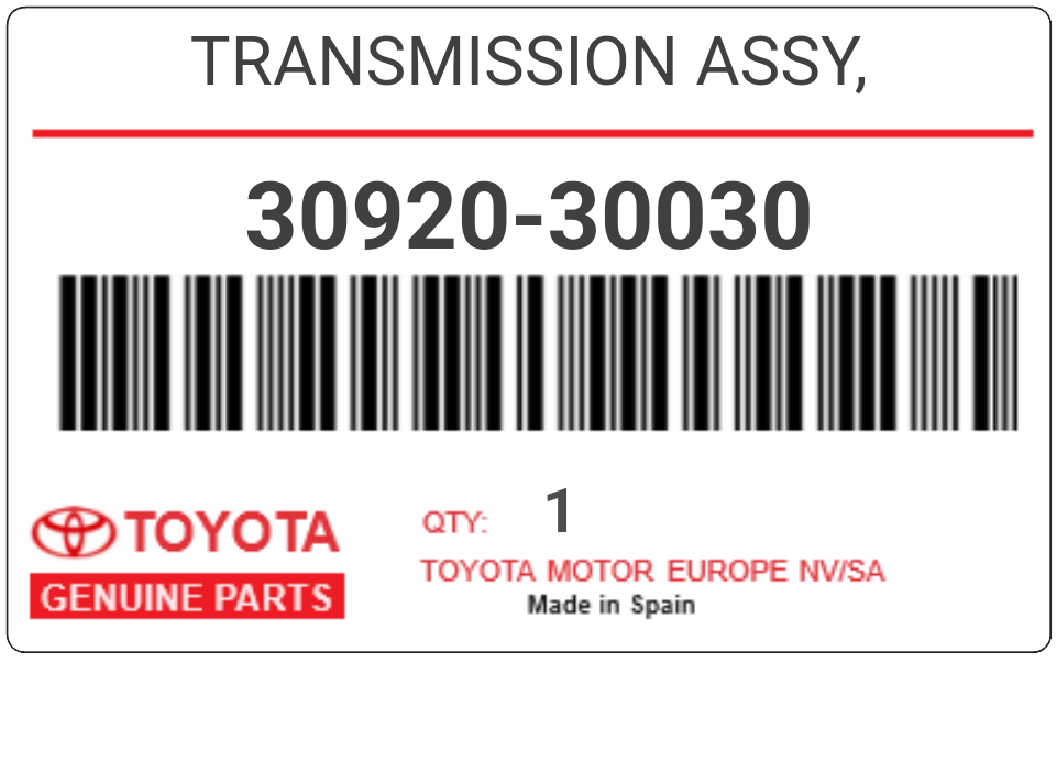 TOYOTA - 30920-30030 TRANSMISSION ASSY,